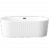 INVENA Wolnostojąca wanna ryflowana Glamour, 170 cm, w komplecie z syfonem białym AN-01-120-M